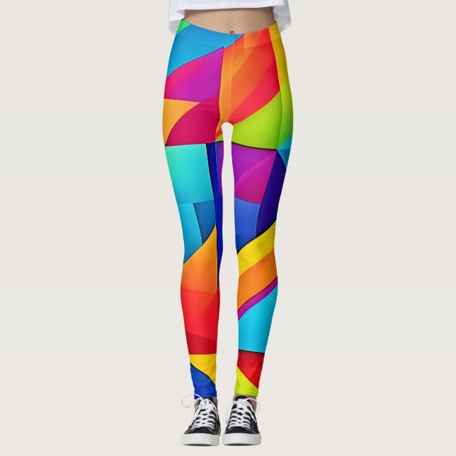 Leggings Kaleidoscope couleur géométrique (Devant)