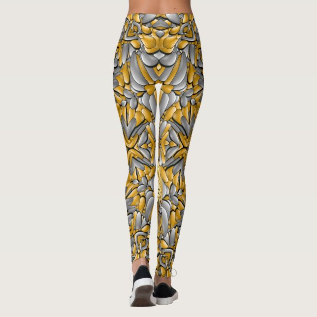 Leggings Kaléidoscope de cru d'argent d'or de métal (Dos)