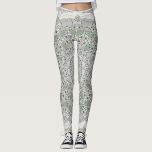 Leggings Kaleidoscope Fractal Mandala - vert gris