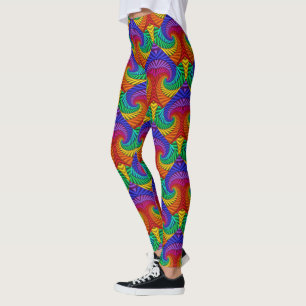 Leggings Kaleidoscope Vintage et fractal arc-en-ciel