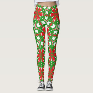 Leggings Kaleidoscopes rouges, blancs et verts