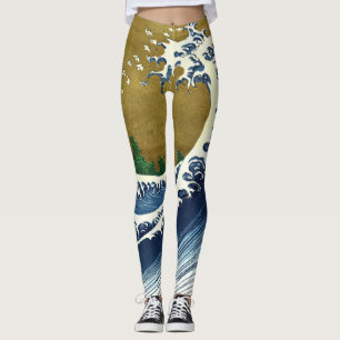 Leggings Katsushika Hokusai - Grande vague colorée