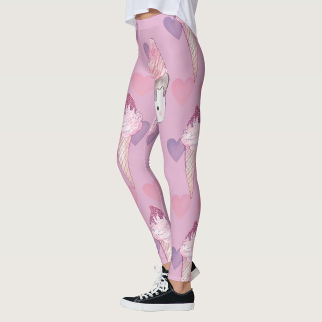 Leggings Kawaii Marshmallow & Motif de crème glacée (Gauche)