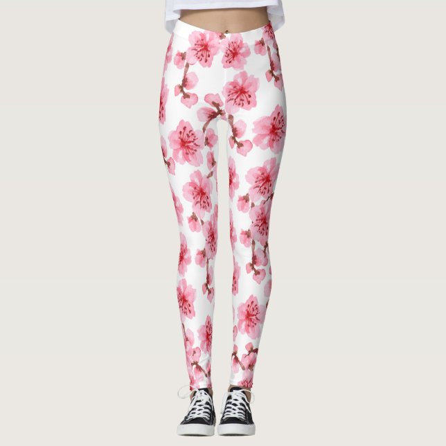 Leggings kawaii pink cherry blossoms (Devant)