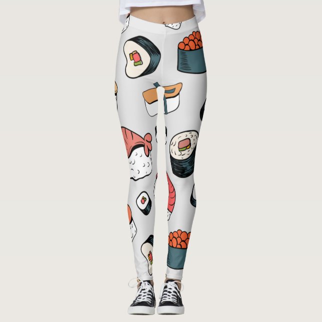 Leggings Kawaii Sushi Rolls Motif Slip-On Baskets (Devant)