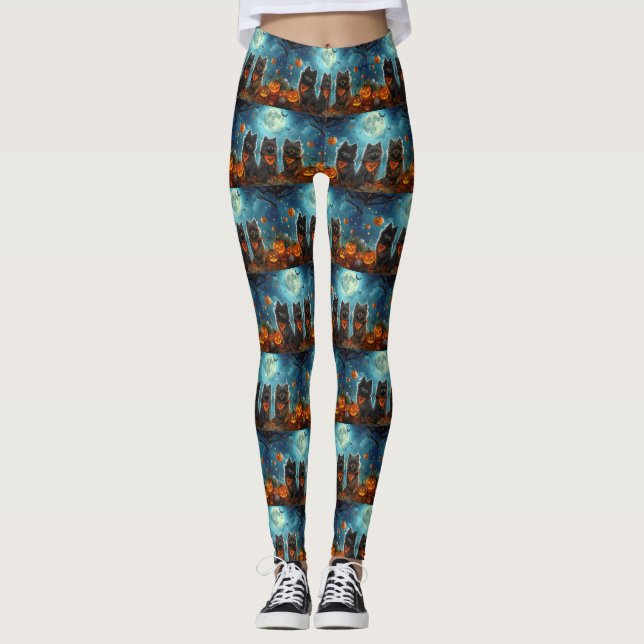 Leggings Keeshond Halloween Éffrayant (Devant)