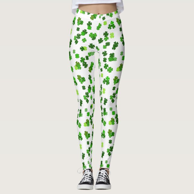 Leggings Kelly green "Shamrocks en train de tomber" (Devant)