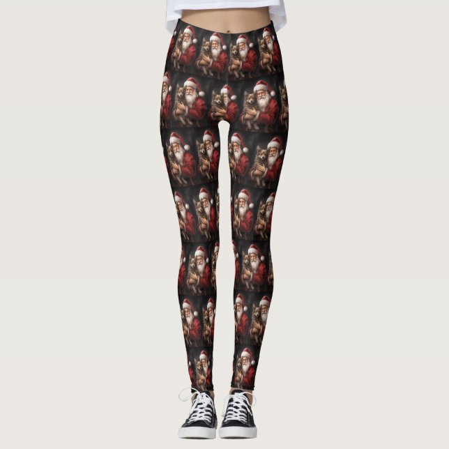 Leggings Kelpie australienne avec Noël au Père Noël (Devant)