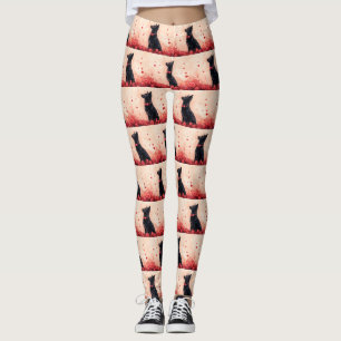 Leggings Kelpie australienne avec Roses - Saint Valentin