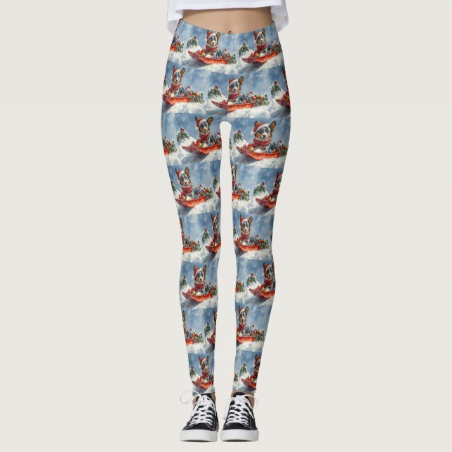 Leggings Kelpie australienne dans Sledge laissez-le neiger  (Devant)