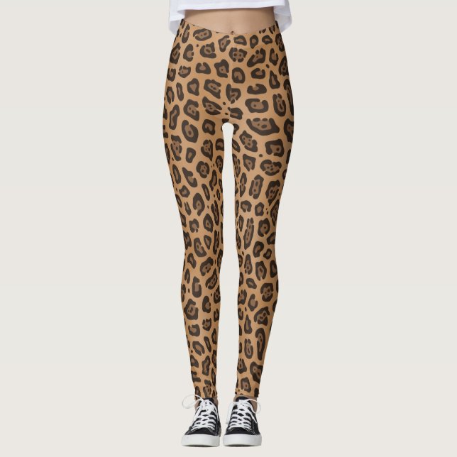 Leggings Khaki Braune Jaguar Taches Pression (Devant)