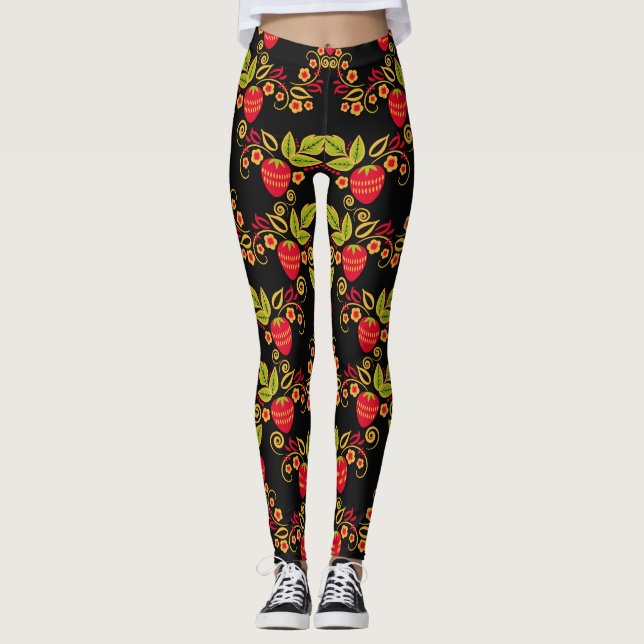 Leggings Khokhloma Russian Berries : Style traditionnel (Devant)