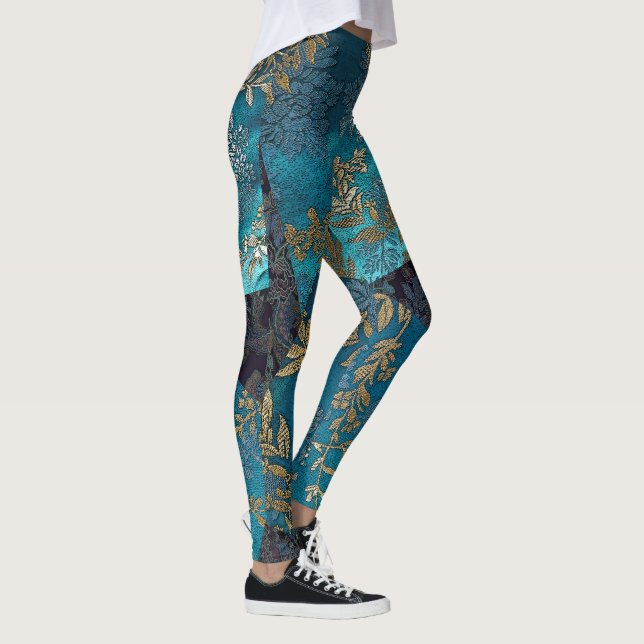 Leggings Kimono en soie bleu japonais (Droite)