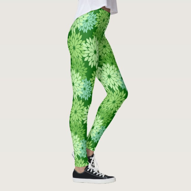 Leggings Kimono floral moderne Impression, Vert citron (Droite)