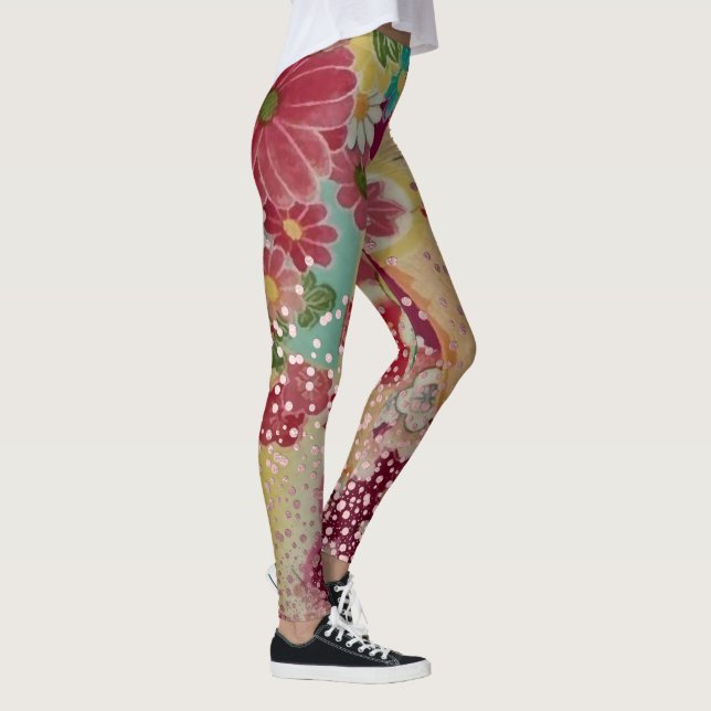 Leggings Kimono PixDezines/Pies/Fleurs de cerisiers (Droite)