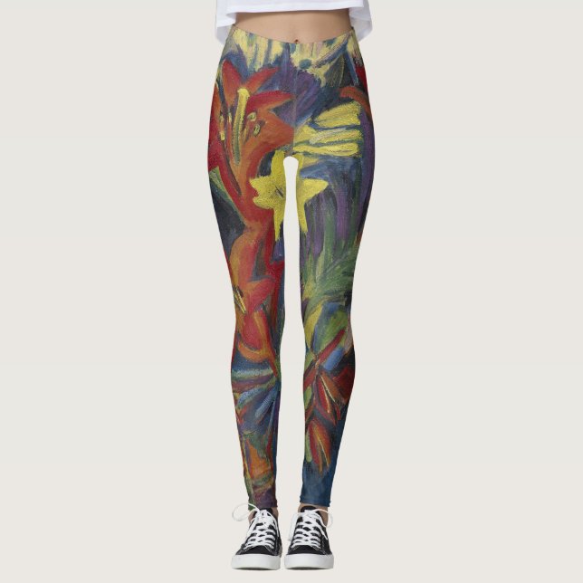 Leggings Kirchner Expressionniste Lys orangés vibrants Art (Devant)