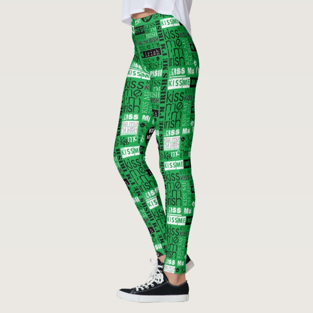Leggings Kiss Me Je suis Irlandais Word Play (Gauche)