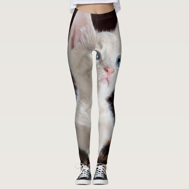 Leggings Kitten blanc vulnérable (Devant)