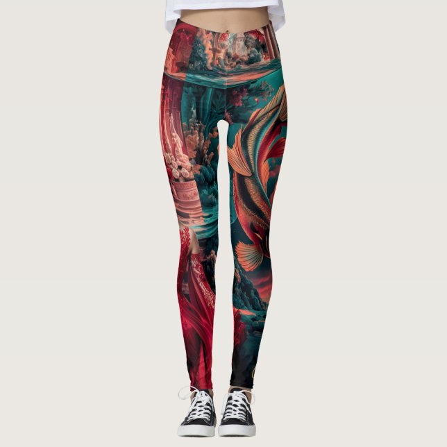 Leggings Koi et la femme (Devant)