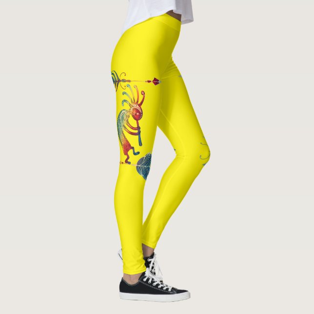 Leggings Kokopelli Amérindien avec deux plumes 1 (Droite)