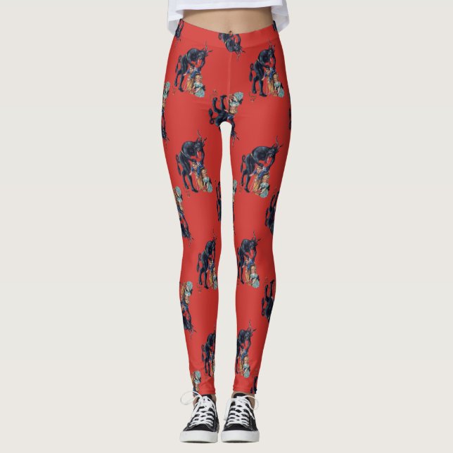 Leggings krampus de Noël antique rouge (Devant)
