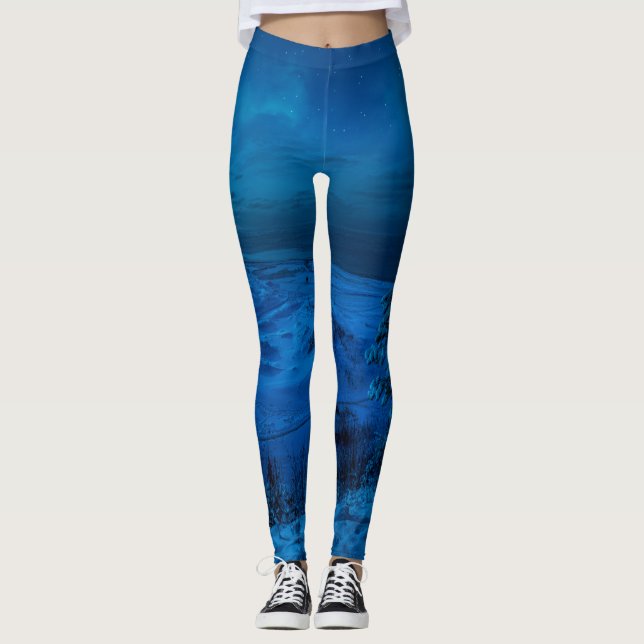 Leggings La côte maritime d'hiver au clair de lune (Devant)