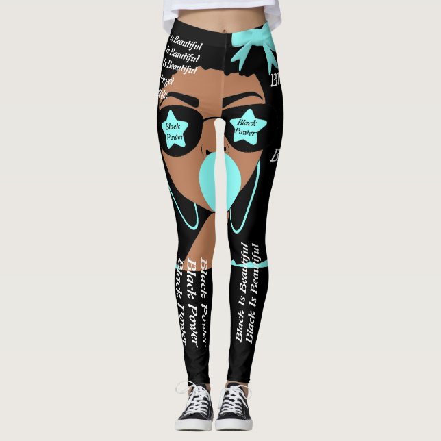 Leggings La Dame Survivante Des Jambes De Pouvoir Noir Pour (Devant)