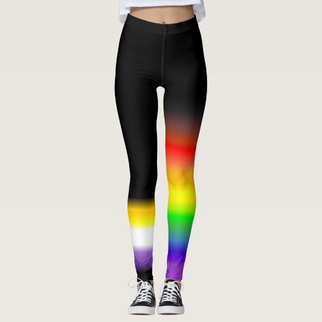 Leggings La fierté gaie nonbinary asymétrique d'arc-en-ciel (Devant)