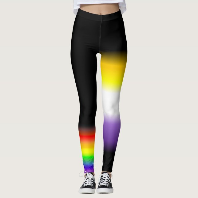 Leggings La fierté gaie nonbinary asymétrique d'arc-en-ciel (Devant)
