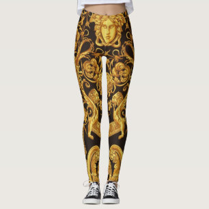 Leggings la Gorgone Méduse dorée avec arabesques