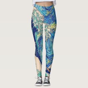 Leggings La Grande Vague De Kanagawa La Nuit étoilée