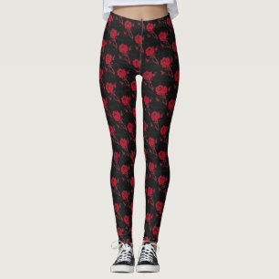 Leggings La gravure sur bois rouge vive a couvert de tuiles