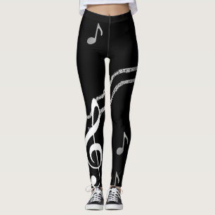 Leggings La musique note les guêtres noires et blanches