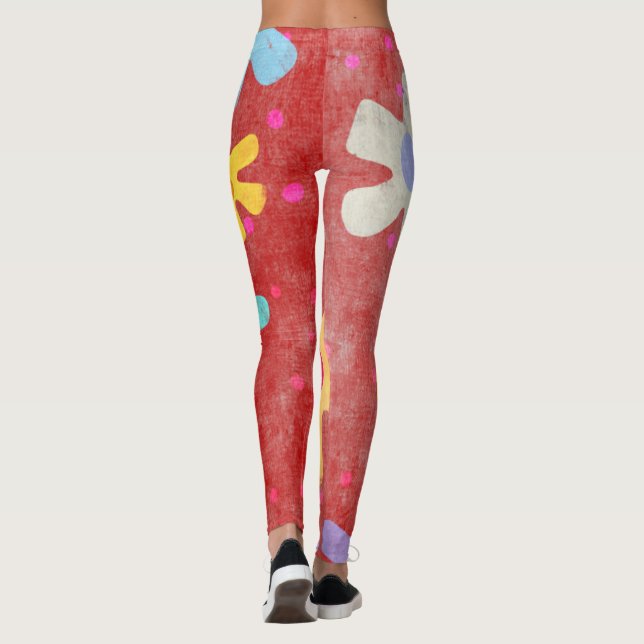 Leggings La puissance des fleurs inspirée des années 60 (Dos)