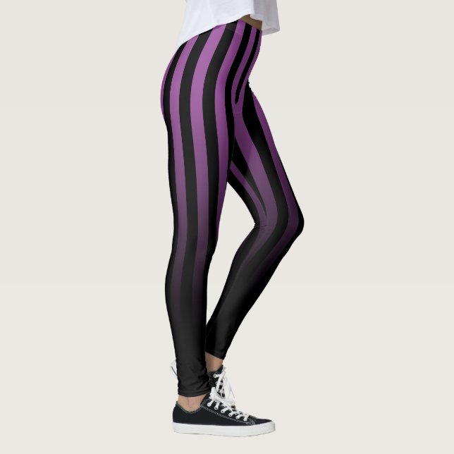 Leggings La rayure noire pourpre se fanent pour noircir (Droite)