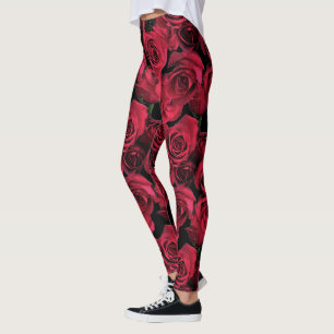 Leggings La roseraie rouge florale fleurit des guêtres
