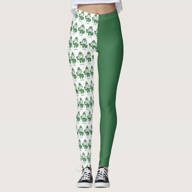 Leggings La Saint-Patrick avec un Leprechaun Chanceux minim (Devant)