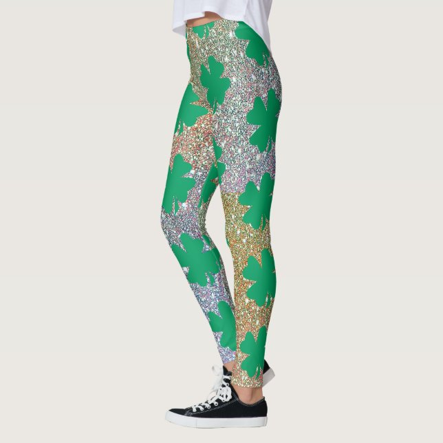 Leggings La Saint-Patrick Vert Or Paillettes Trèfle Feuille (Gauche)