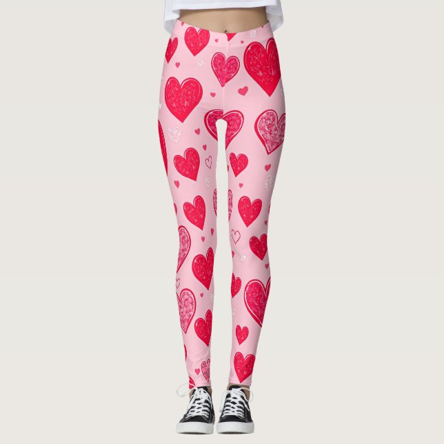 Leggings La Saint-Valentin Cœurs d'amour (Devant)