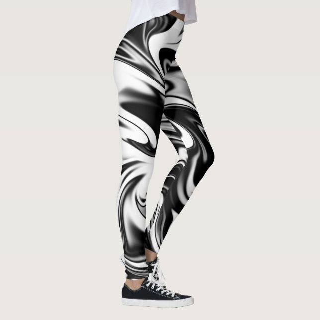 Leggings "La spirale cosmique : l'élégance noire et Marbre  (Droite)