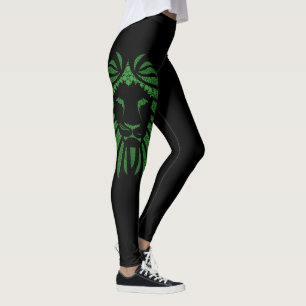 Leggings La tête verte de lion vont des lions sur toutes