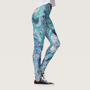 Leggings La turquoise, bleu, et pâlissent - les guêtres
