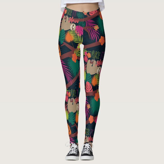 Leggings La vie de paresse - prenez-lui le motif lent (Devant)