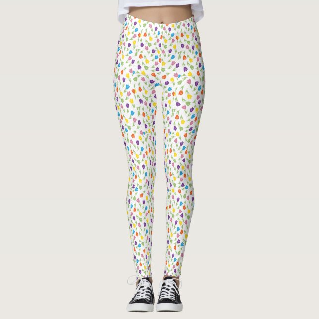 Leggings La vie est meilleure avec les tulipes - motif colo (Devant)