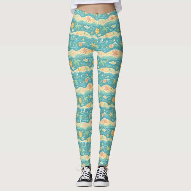 Leggings La vie insulaire est synonyme de vie de plage (Devant)