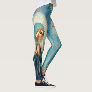 Leggings La Vierge Marie en Prière Bleu Oubliez-moi les noe