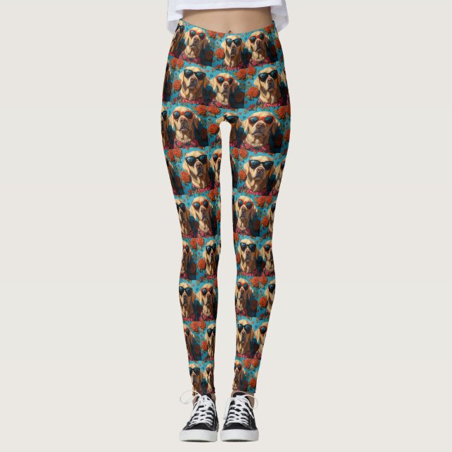 Leggings Labrador avec Roses de coeur Saint-Valentin (Devant)
