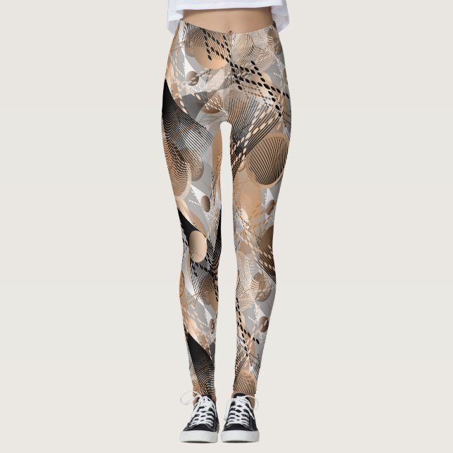 Leggings L'abstraction grise, brune. (Devant)