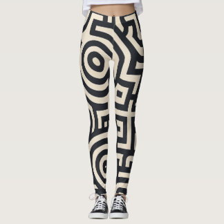 Leggings labyrinthe géométrique monochromatique