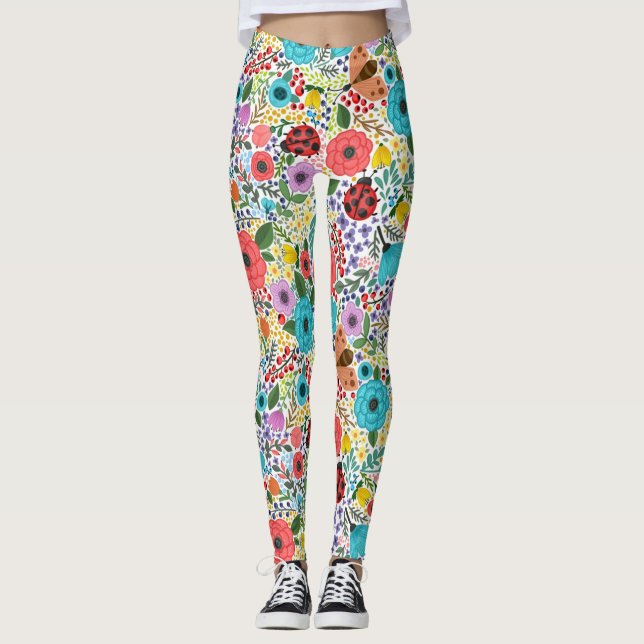 Leggings Lady Bugs et Flowers (Devant)